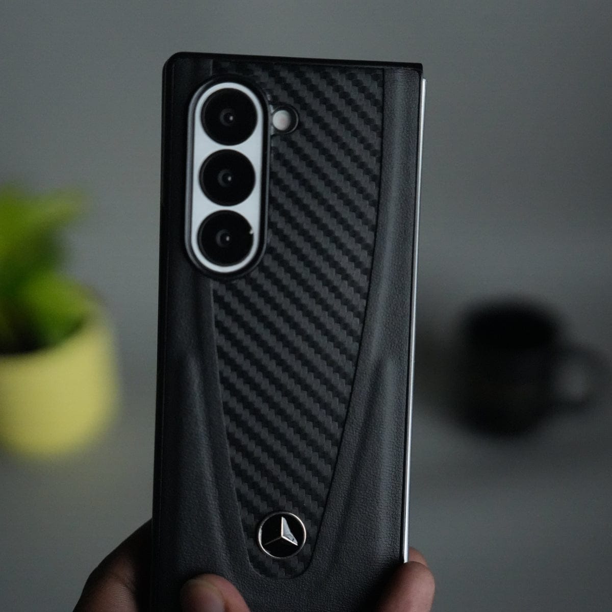 Galaxy Z fold 6 Merc Carbon Pattern PU Leather Case Cover