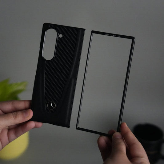 Galaxy Z fold 6 Merc Carbon Pattern PU Leather Case Cover
