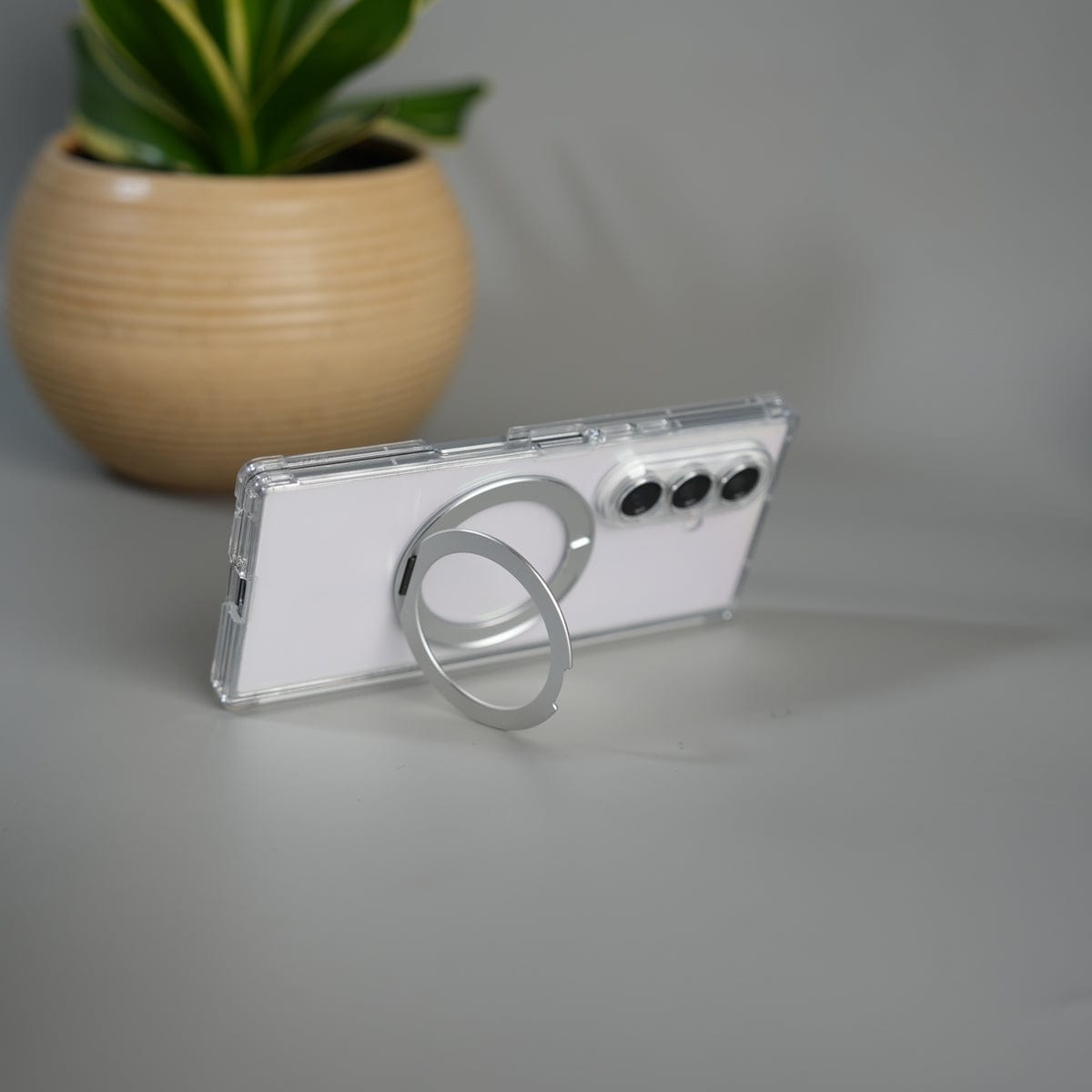 Galaxy Z Fold 7 Transparent Case with Ring Stand | Clear Shockproof Cover