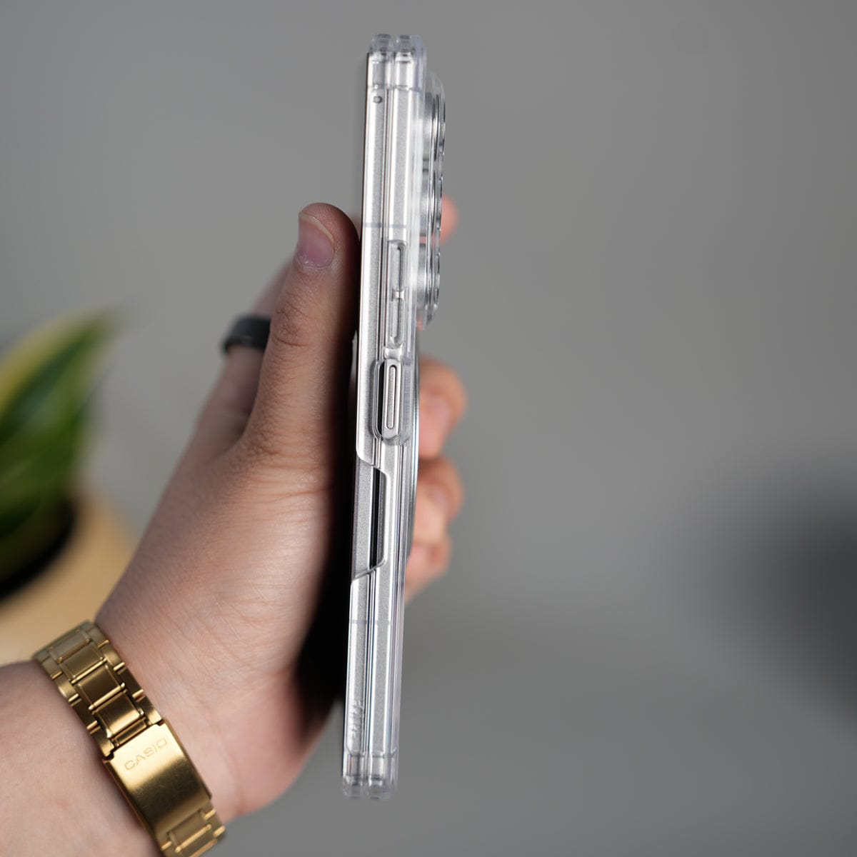 Galaxy Z Fold 7 Transparent Case with Ring Stand | Clear Shockproof Cover
