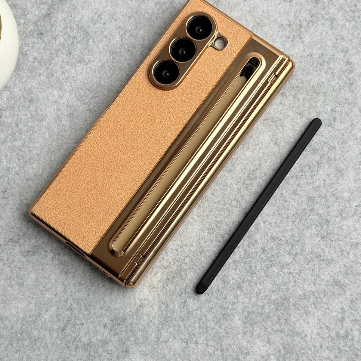Samsung Galaxy Z Fold 5 Leather Plating front Glass Protection Hinge Case Folding Cover