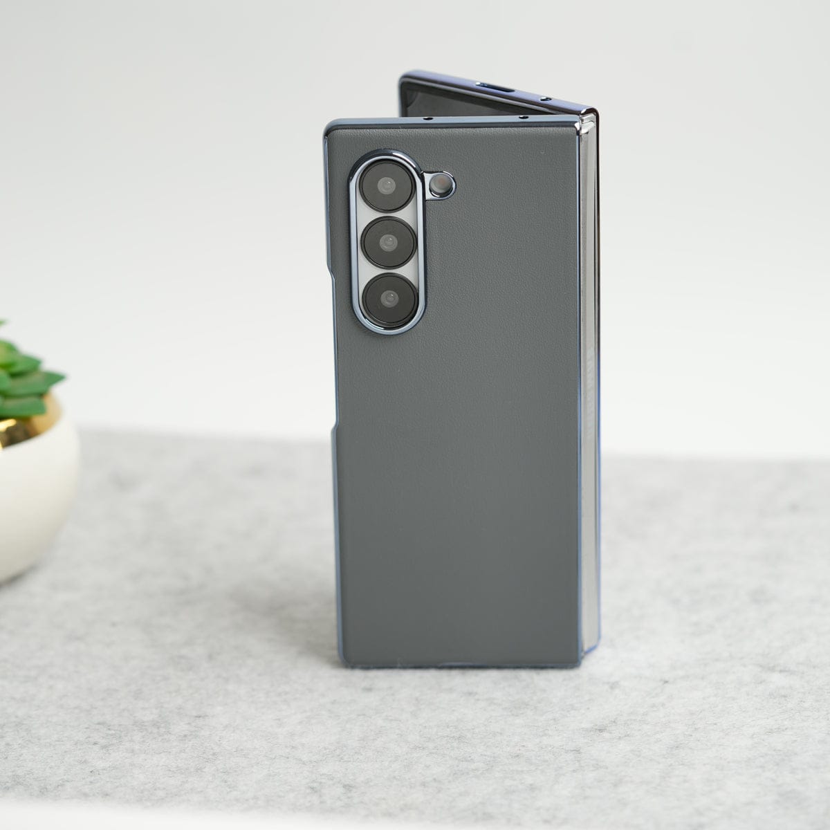 Samsung Galaxy Z Fold 6 Glossy Chrome Plated PU Leather Skin Case Cover