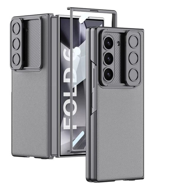 Samsung Galaxy Z Fold 6 Leather Cover With Camera Protective Shetter