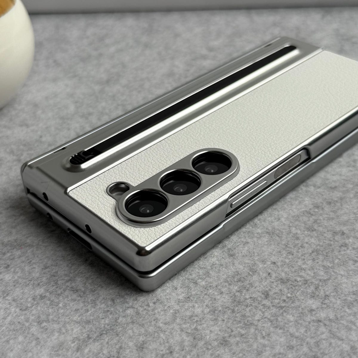 Samsung Galaxy Z Fold 5 Leather Plating front Glass Protection Hinge Case Folding Cover