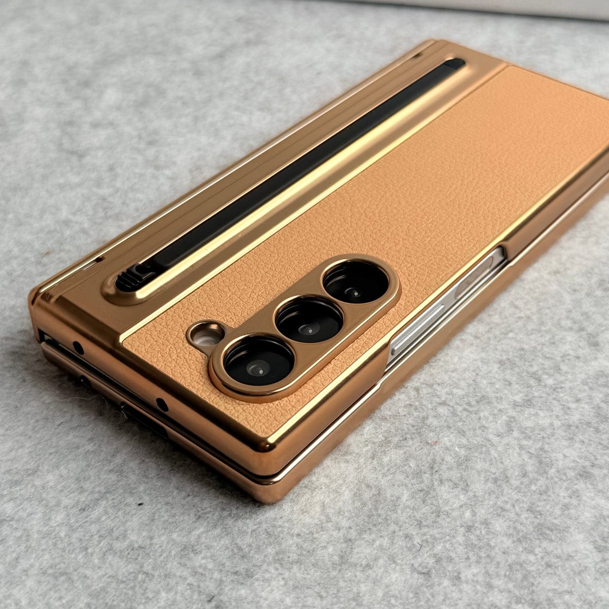 Samsung Galaxy Z Fold 5 Leather Plating front Glass Protection Hinge Case Folding Cover