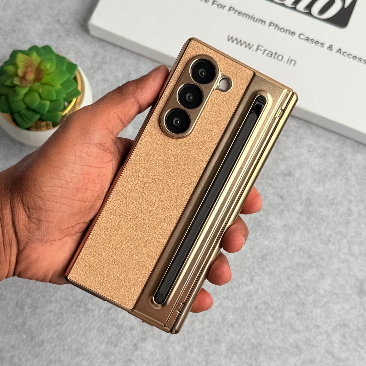 Samsung Galaxy Z Fold 5 Leather Plating front Glass Protection Hinge Case Folding Cover