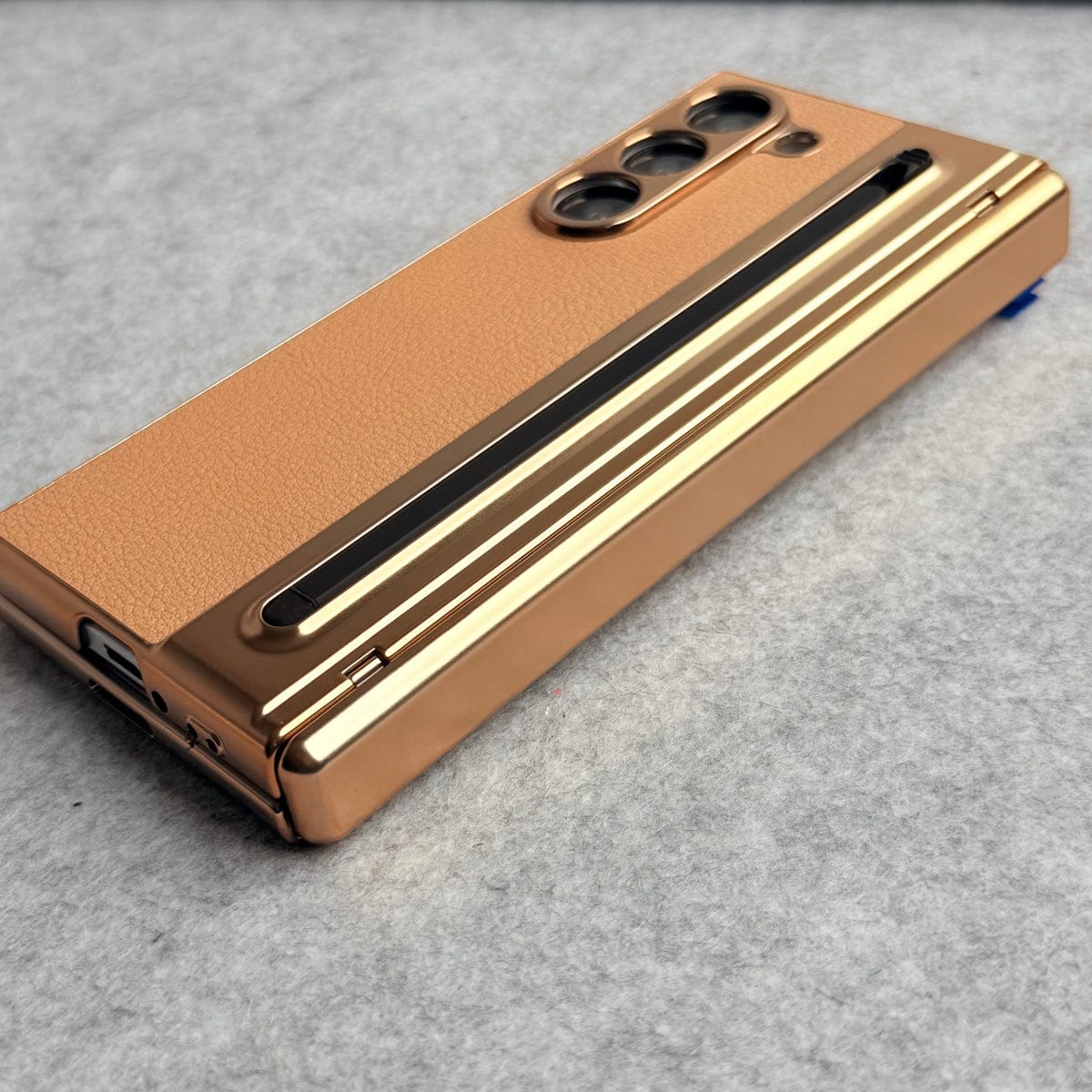 Samsung Galaxy Z Fold 5 Leather Plating front Glass Protection Hinge Case Folding Cover