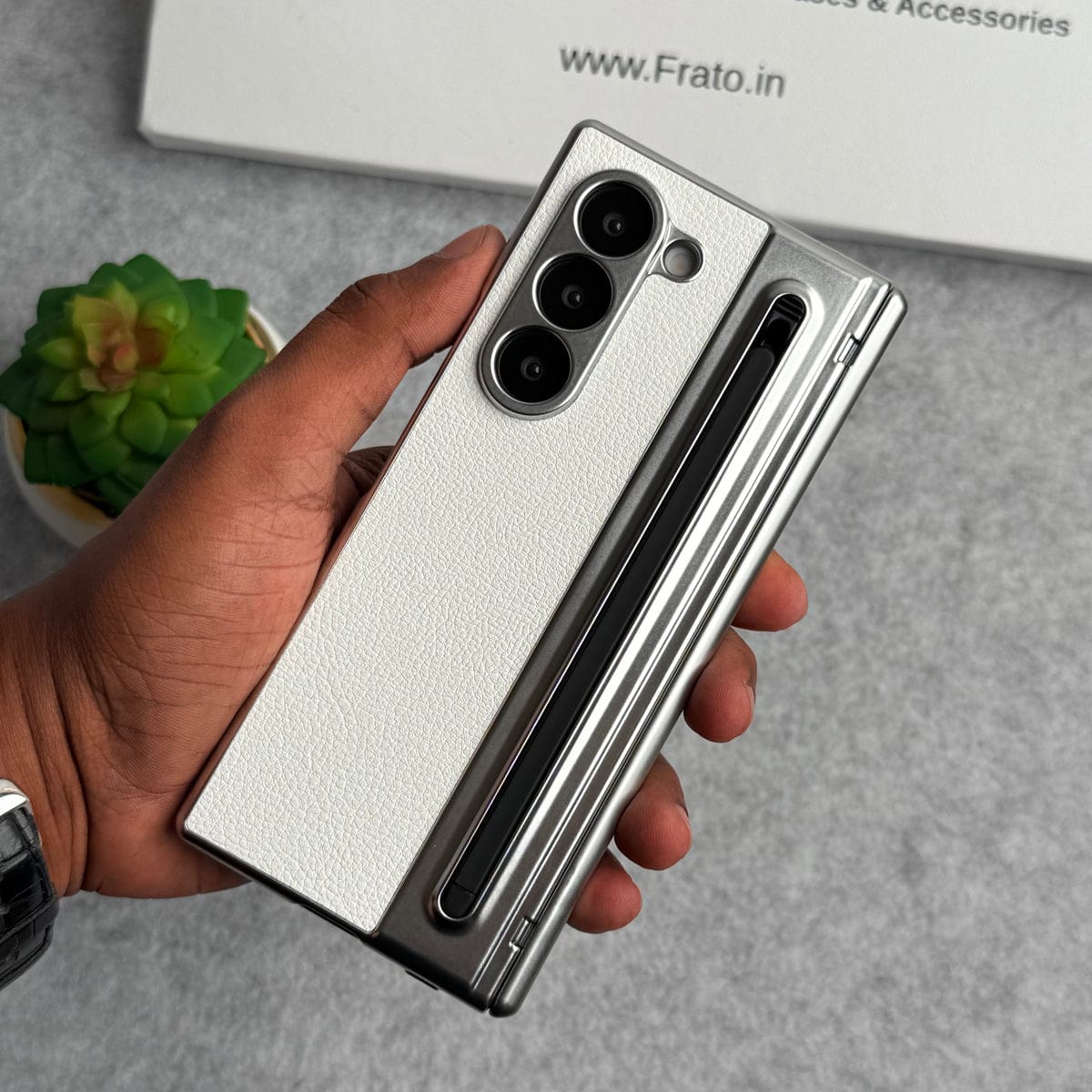 Samsung Galaxy Z Fold 5 Leather Plating front Glass Protection Hinge Case Folding Cover