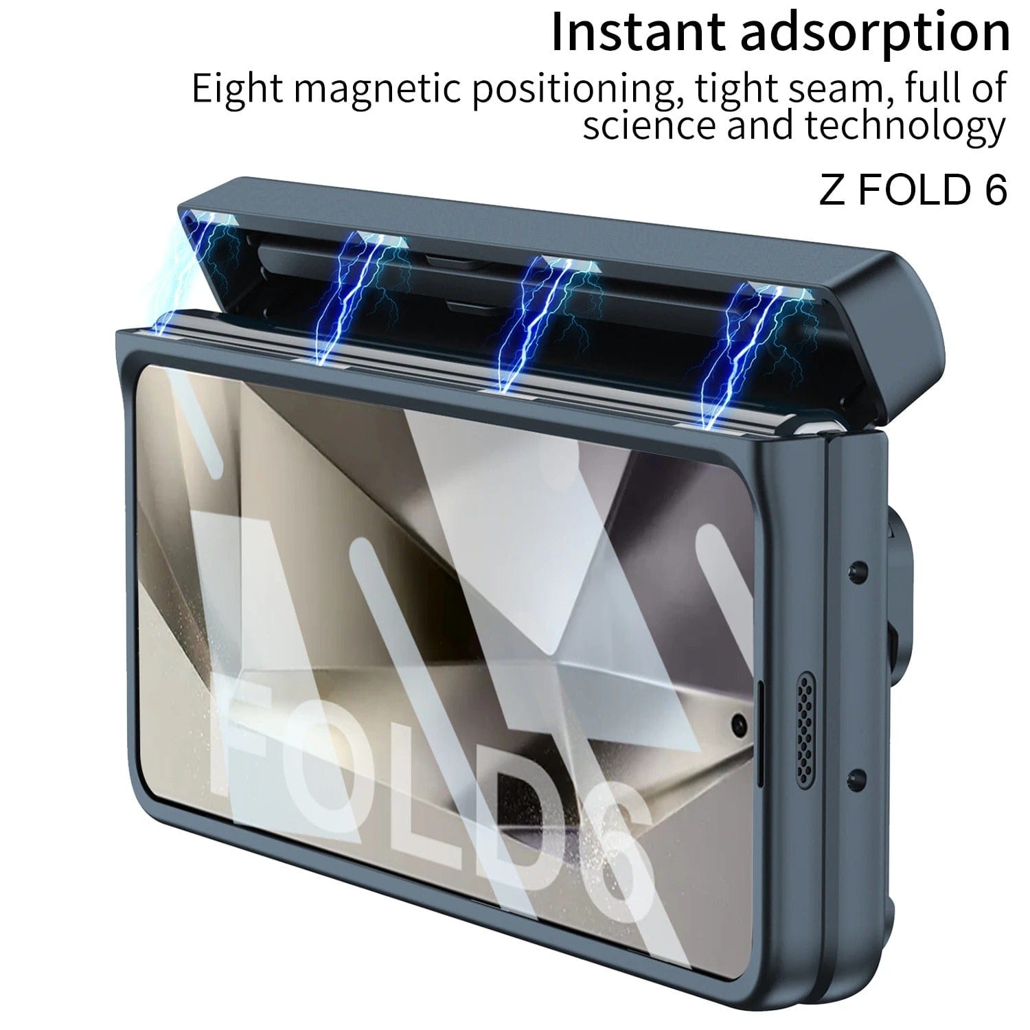 Samsung Galaxy Z Fold 6 Armor Magnetic Hinge Camera Protection Pen Holder Stand With Film Cover
