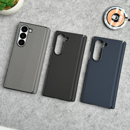 Samsung Galaxy Z Fold 5 Carbon Fiber Hinge Protection Case With Front Glass Protection