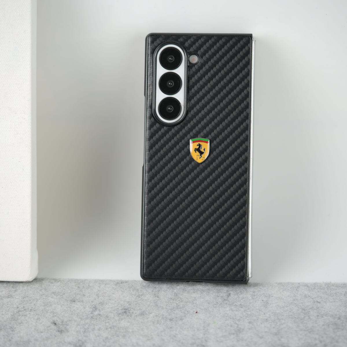 Samsung Galaxy Z Fold 5 FR Sports Car Logo Carbon Fiber Texture Case Cover