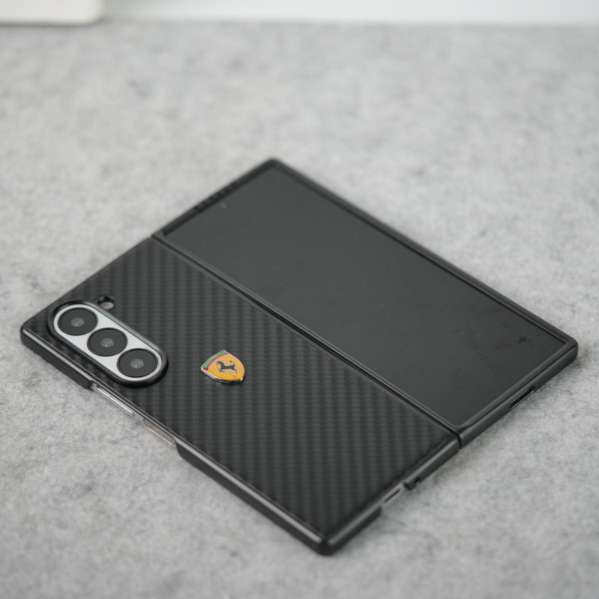 Samsung Galaxy Z Fold 5 FR Sports Car Logo Carbon Fiber Texture Case Cover