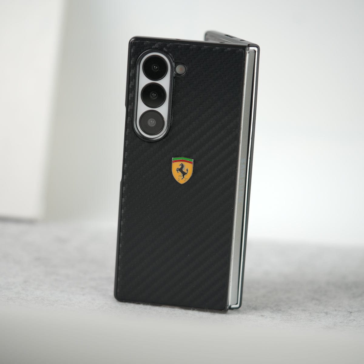 Samsung Galaxy Z Fold 5 FR Sports Car Logo Carbon Fiber Texture Case Cover