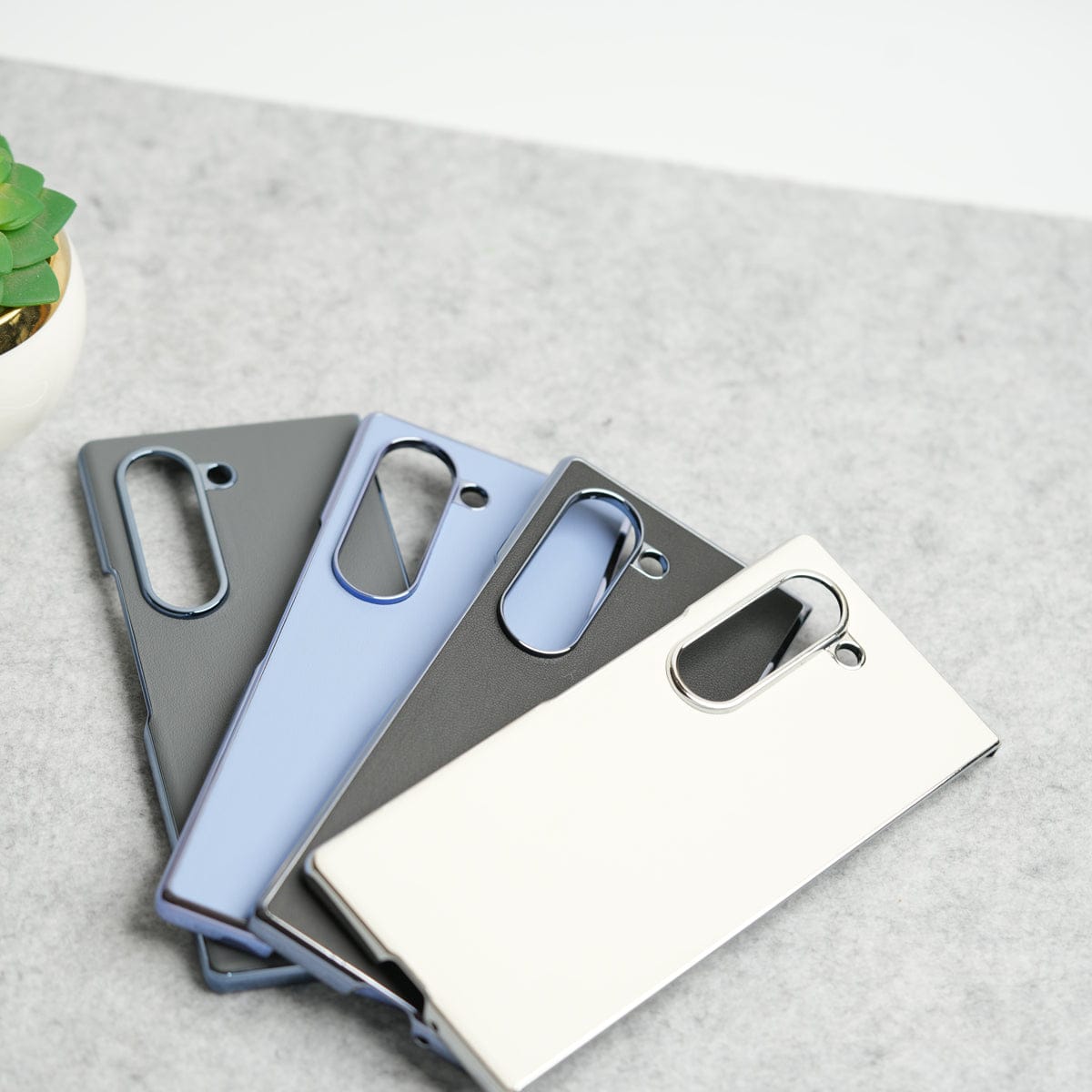 Samsung Galaxy Z Fold 6 Glossy Chrome Plated PU Leather Skin Case Cover