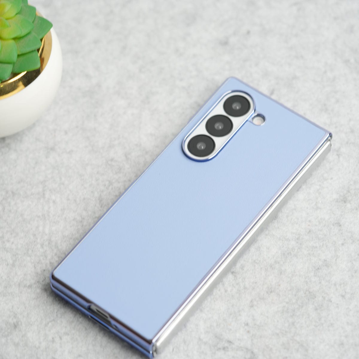 Samsung Galaxy Z Fold 7 Glossy Chrome Plated PU Leather Skin Case Cover