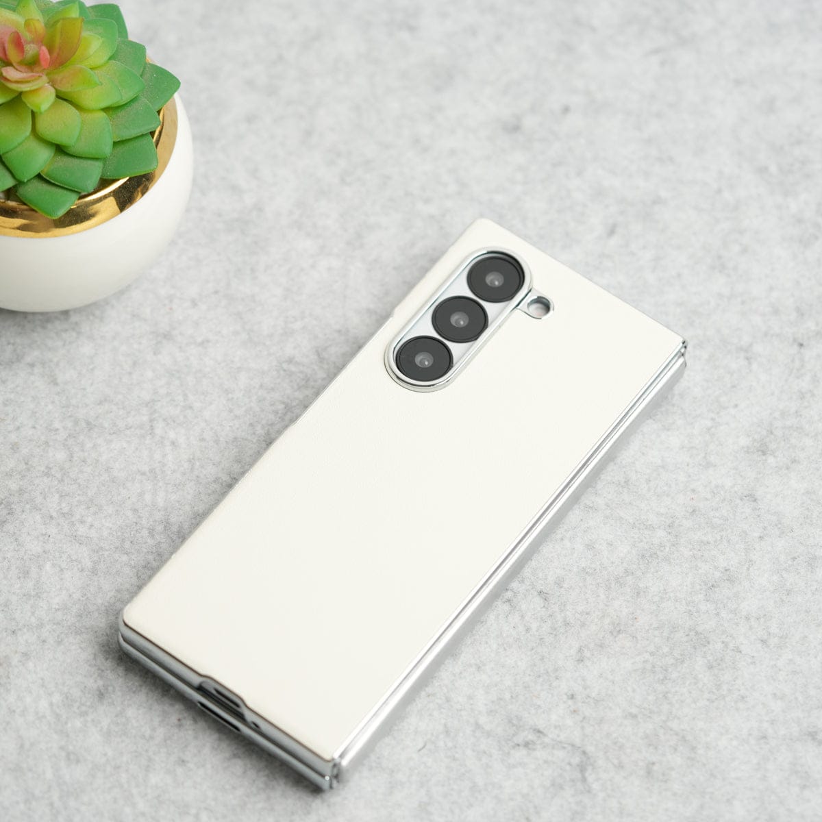 Samsung Galaxy Z Fold 7 Glossy Chrome Plated PU Leather Skin Case Cover