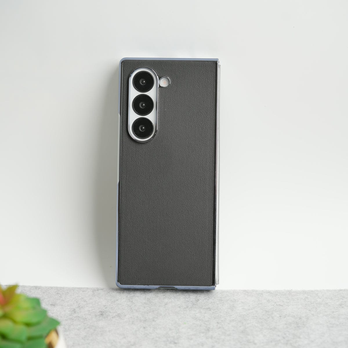 Samsung Galaxy Z Fold 7 Glossy Chrome Plated PU Leather Skin Case Cover