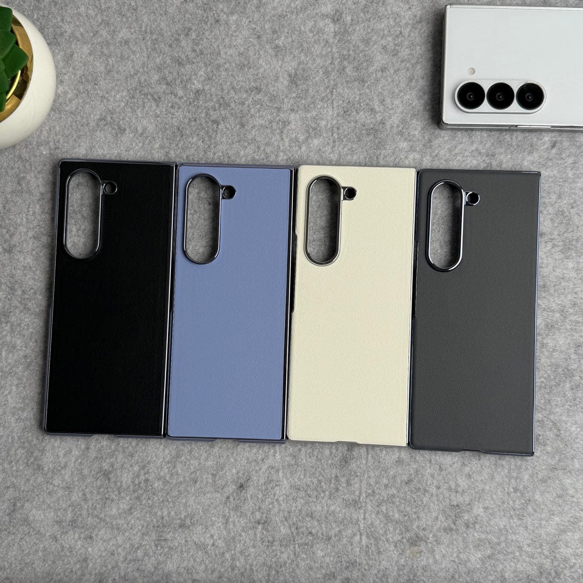 Samsung Galaxy Z Fold 7 Glossy Chrome Plated PU Leather Skin Case Cover