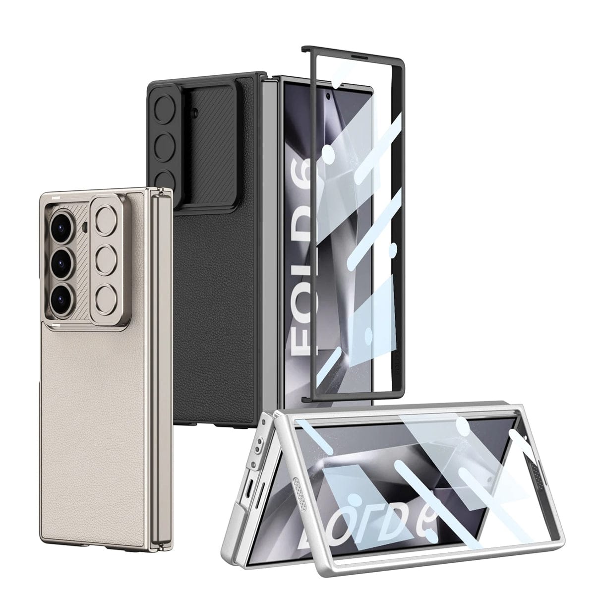 Samsung Galaxy Z Fold 5 Leather Cover With Camera Protective Shutter