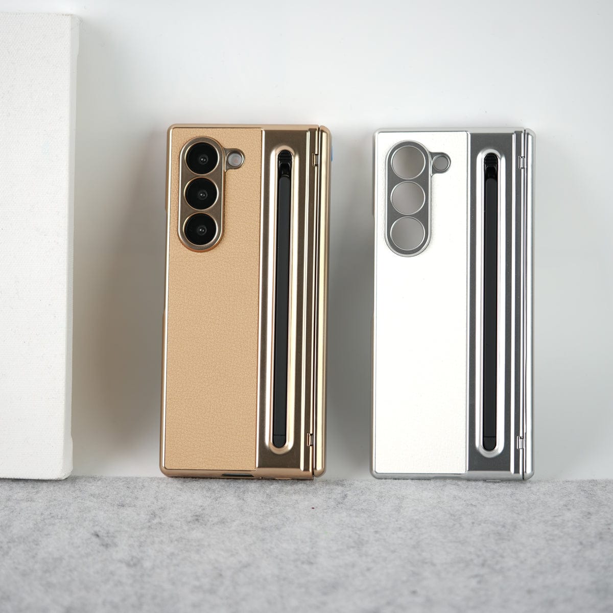 Samsung Galaxy Z Fold 6 Leather Plating front Glass Protection Hinge Case Folding Cover