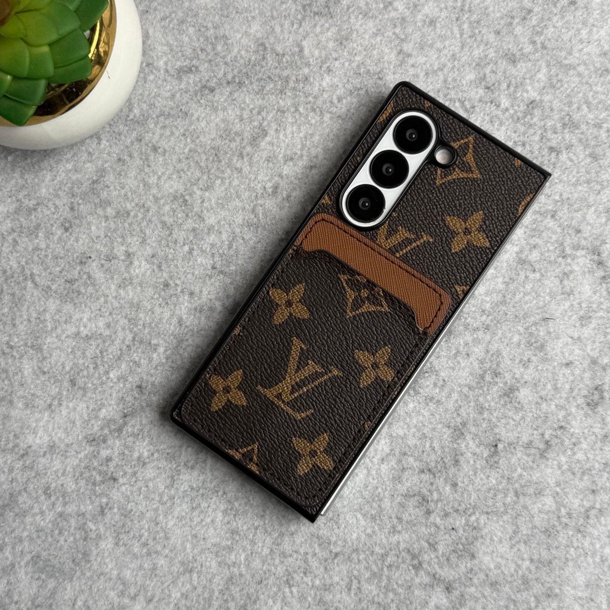 Samsung Galaxy Z Fold 6 Luxury Brand Leather Card Holder Case Cover