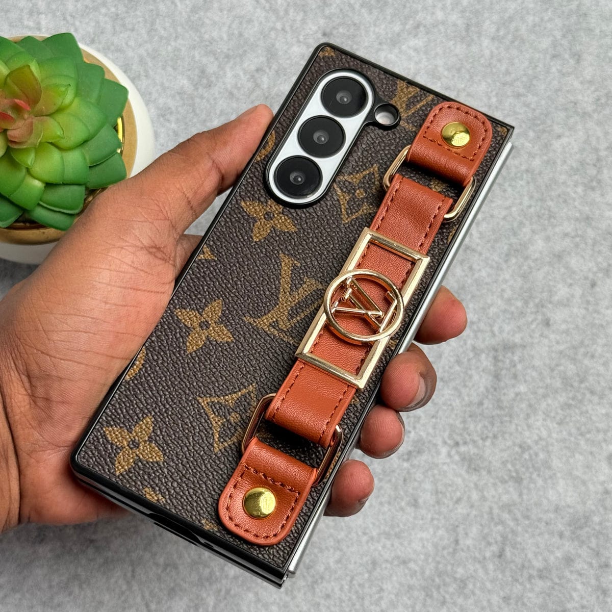 Samsung Galaxy Z Fold 5 Luxury Brand Strap Holder Case