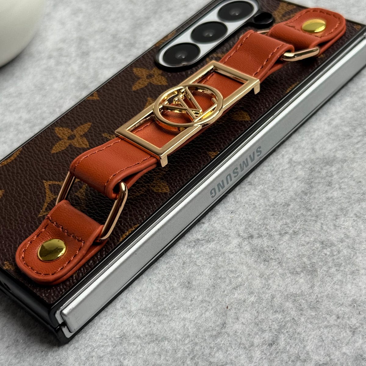 Samsung Galaxy Z Fold 5 Luxury Brand Strap Holder Case