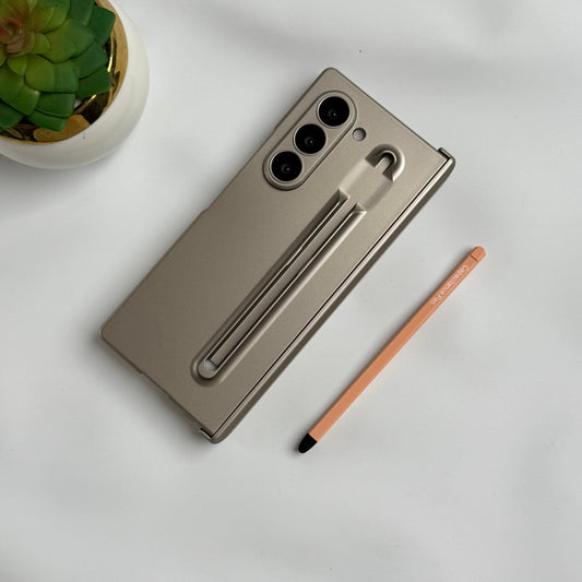 Samsung Galaxy Z Fold 6 Metal S-Pen front Glass Protection Hinge Case Folding Cover Golden