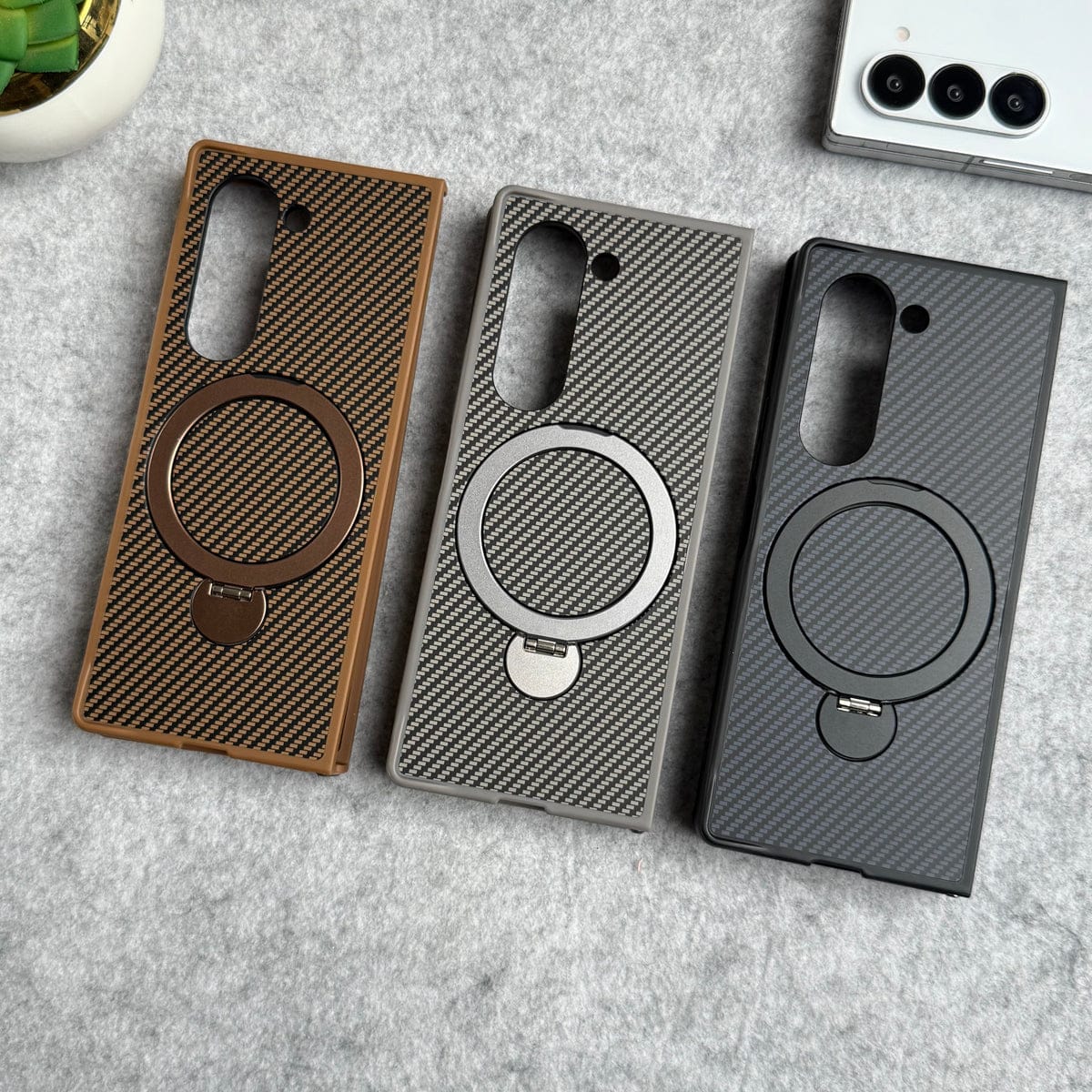 Samsung Galaxy Z fold 7 Premium Carbon Fiber Texture MagSafe Magnetic Stand Case Cover