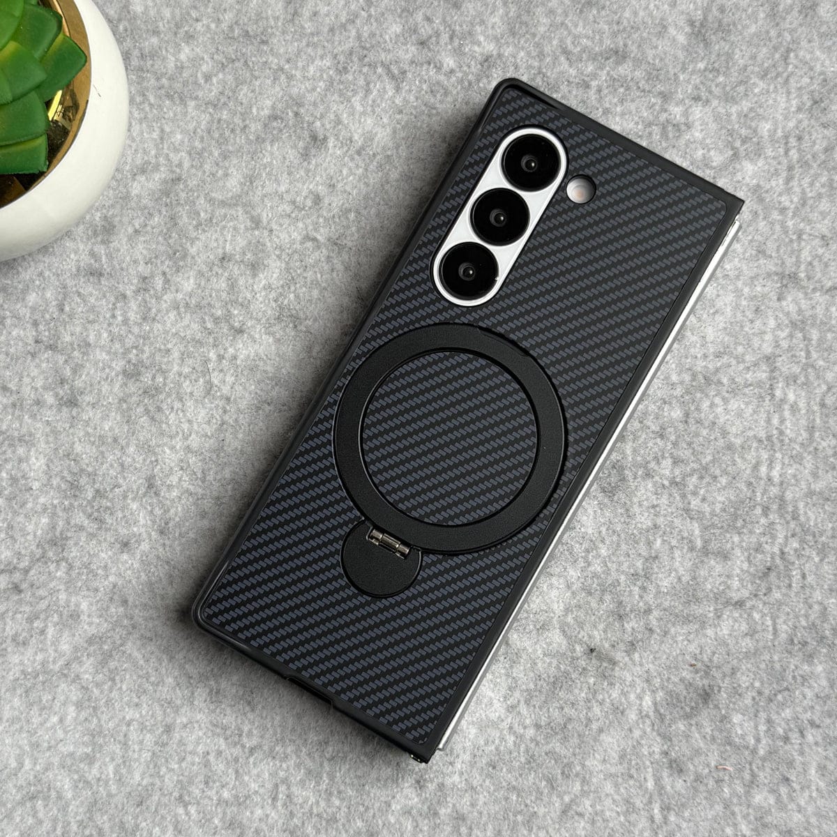 Samsung Galaxy Z fold 7 Premium Carbon Fiber Texture MagSafe Magnetic Stand Case Cover