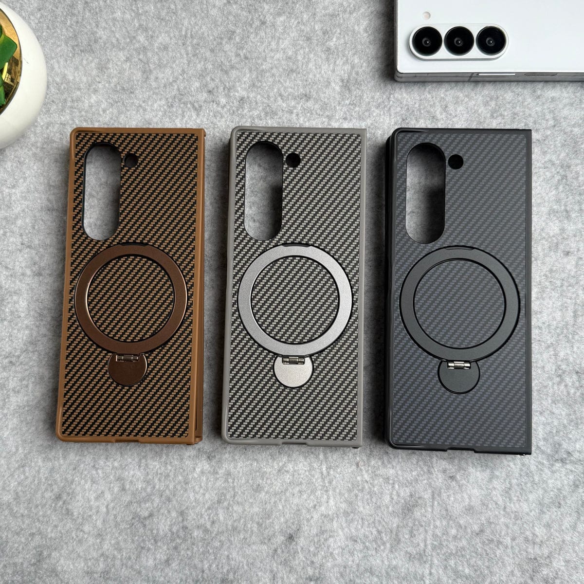 Samsung Galaxy Z fold 7 Premium Carbon Fiber Texture MagSafe Magnetic Stand Case Cover