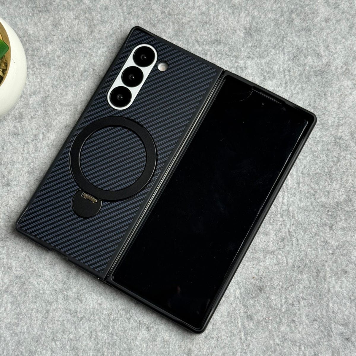 Samsung Galaxy Z fold 7 Premium Carbon Fiber Texture MagSafe Magnetic Stand Case Cover