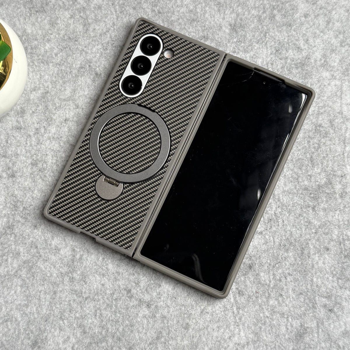 Samsung Galaxy Z fold 7 Premium Carbon Fiber Texture MagSafe Magnetic Stand Case Cover