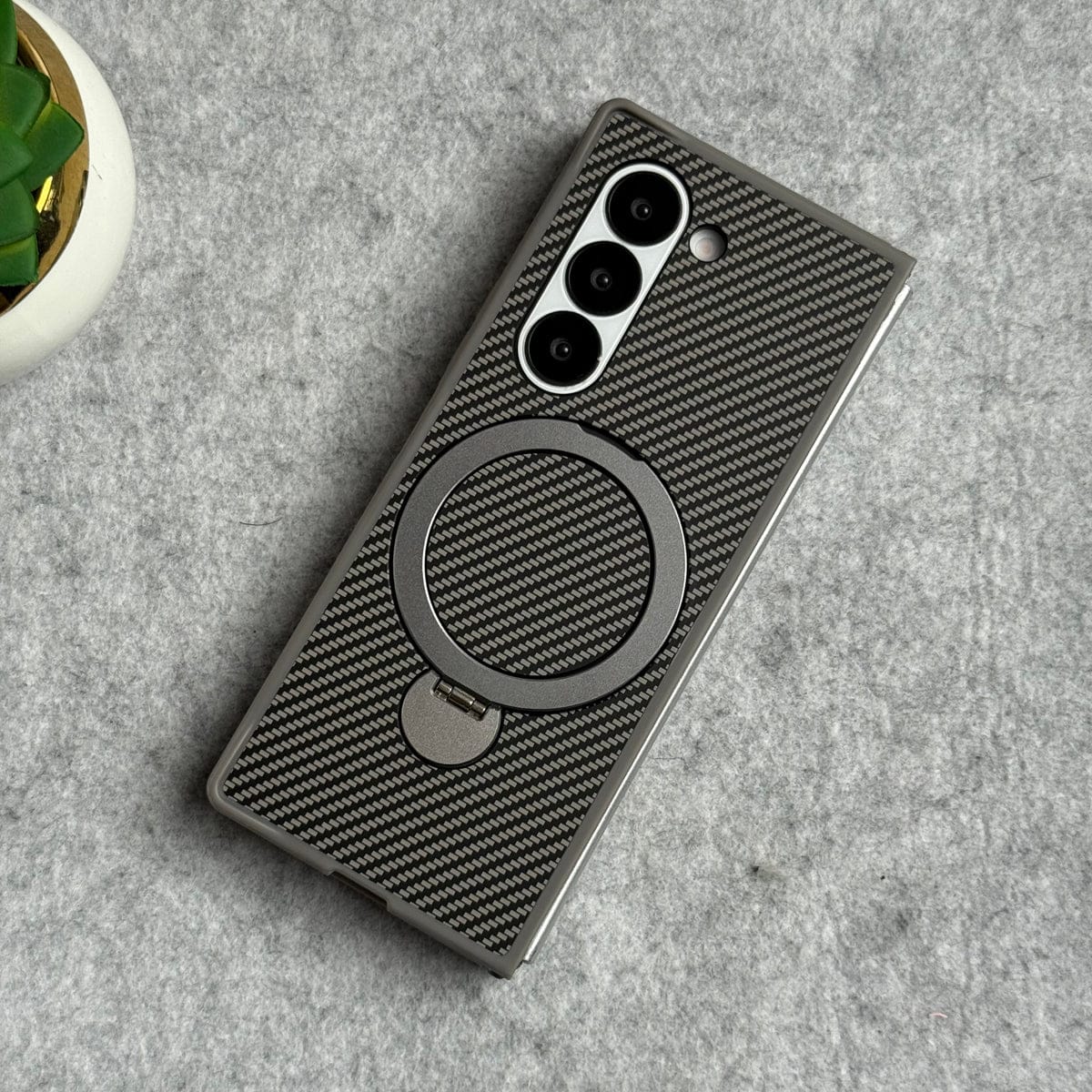 Samsung Galaxy Z fold 7 Premium Carbon Fiber Texture MagSafe Magnetic Stand Case Cover