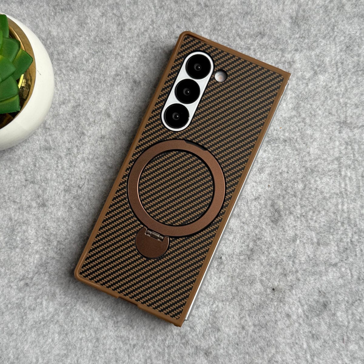Samsung Galaxy Z fold 7 Premium Carbon Fiber Texture MagSafe Magnetic Stand Case Cover