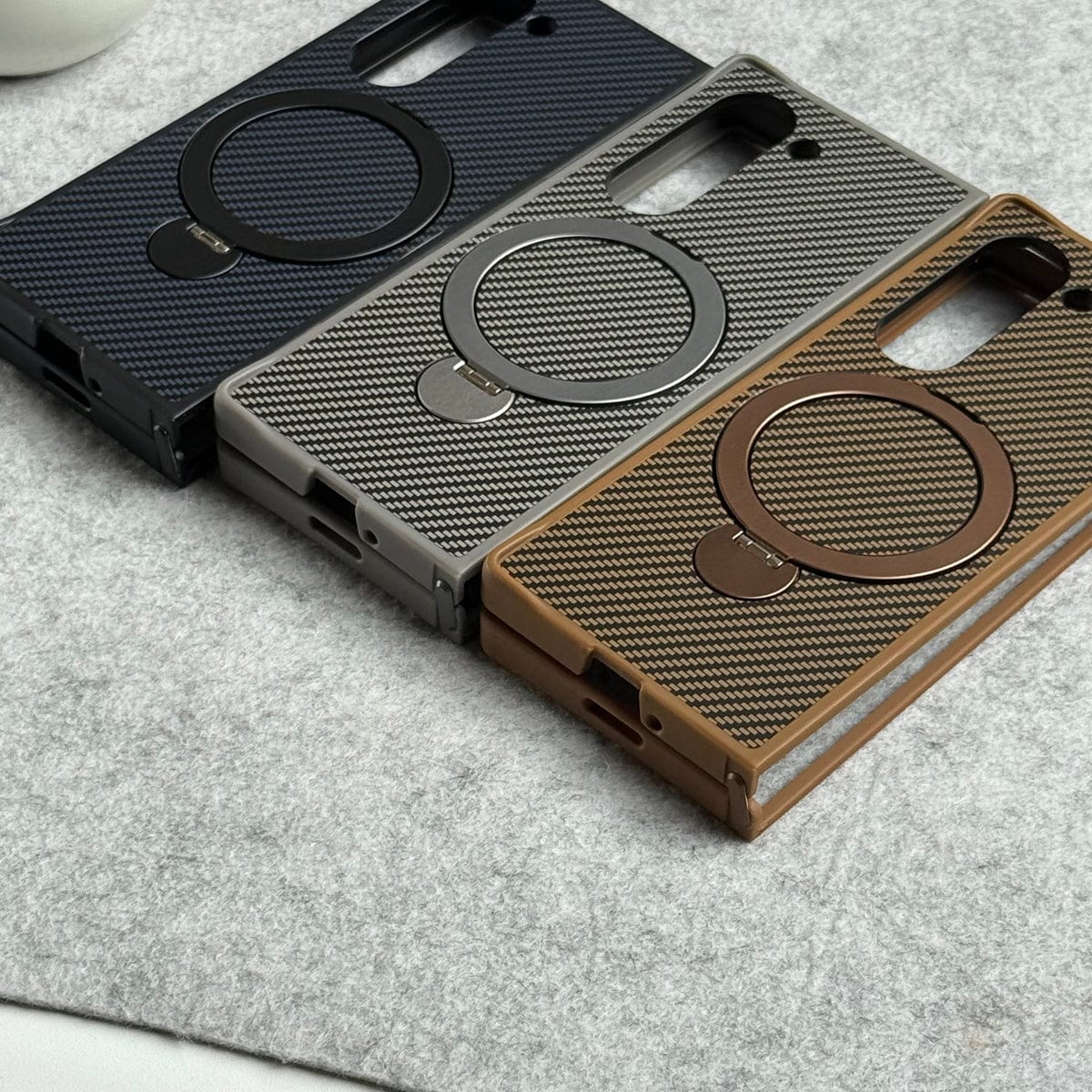 Samsung Galaxy Z fold 7 Premium Carbon Fiber Texture MagSafe Magnetic Stand Case Cover