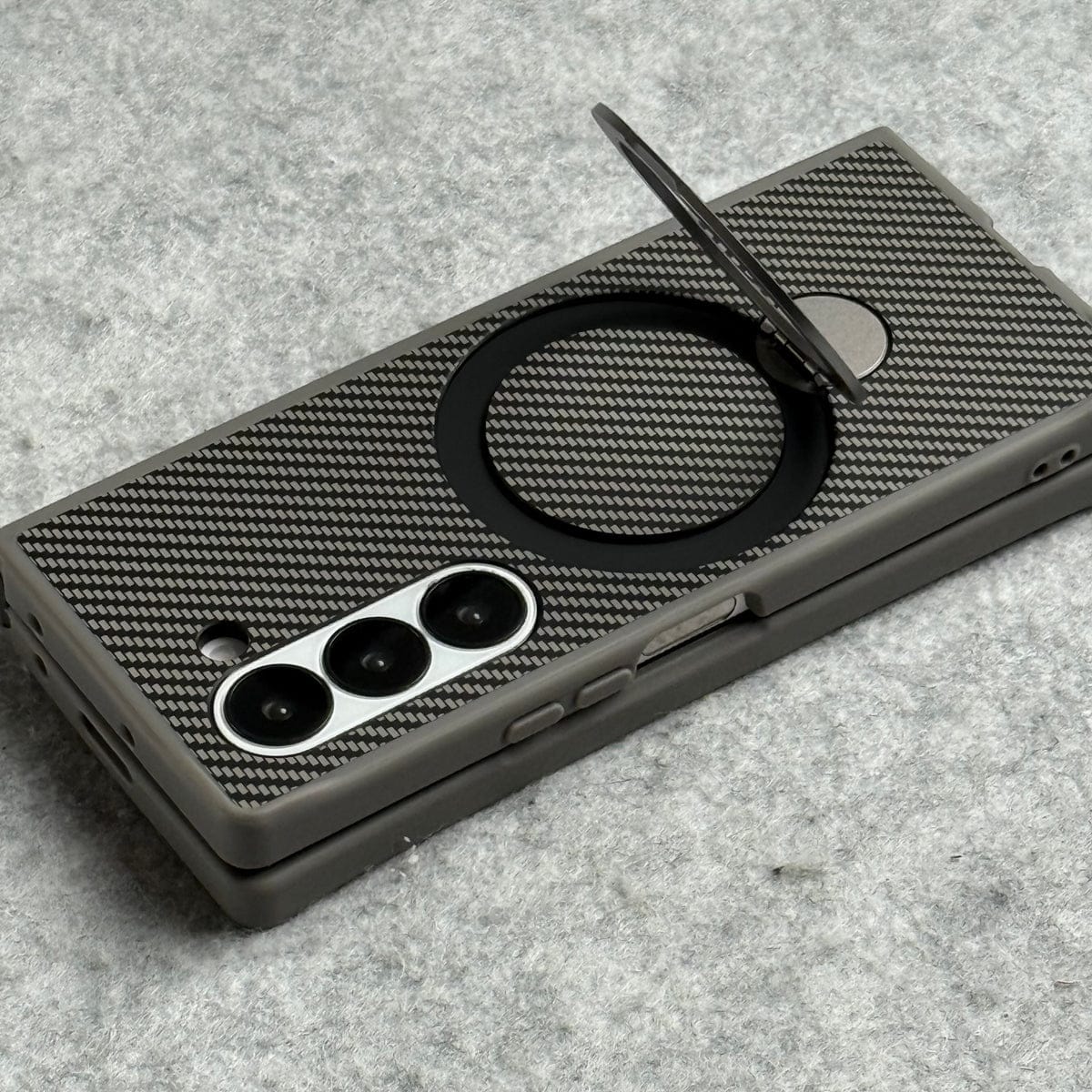 Samsung Galaxy Z fold 6 Premium Carbon Fiber Texture MagSafe Magnetic Stand Case Cover
