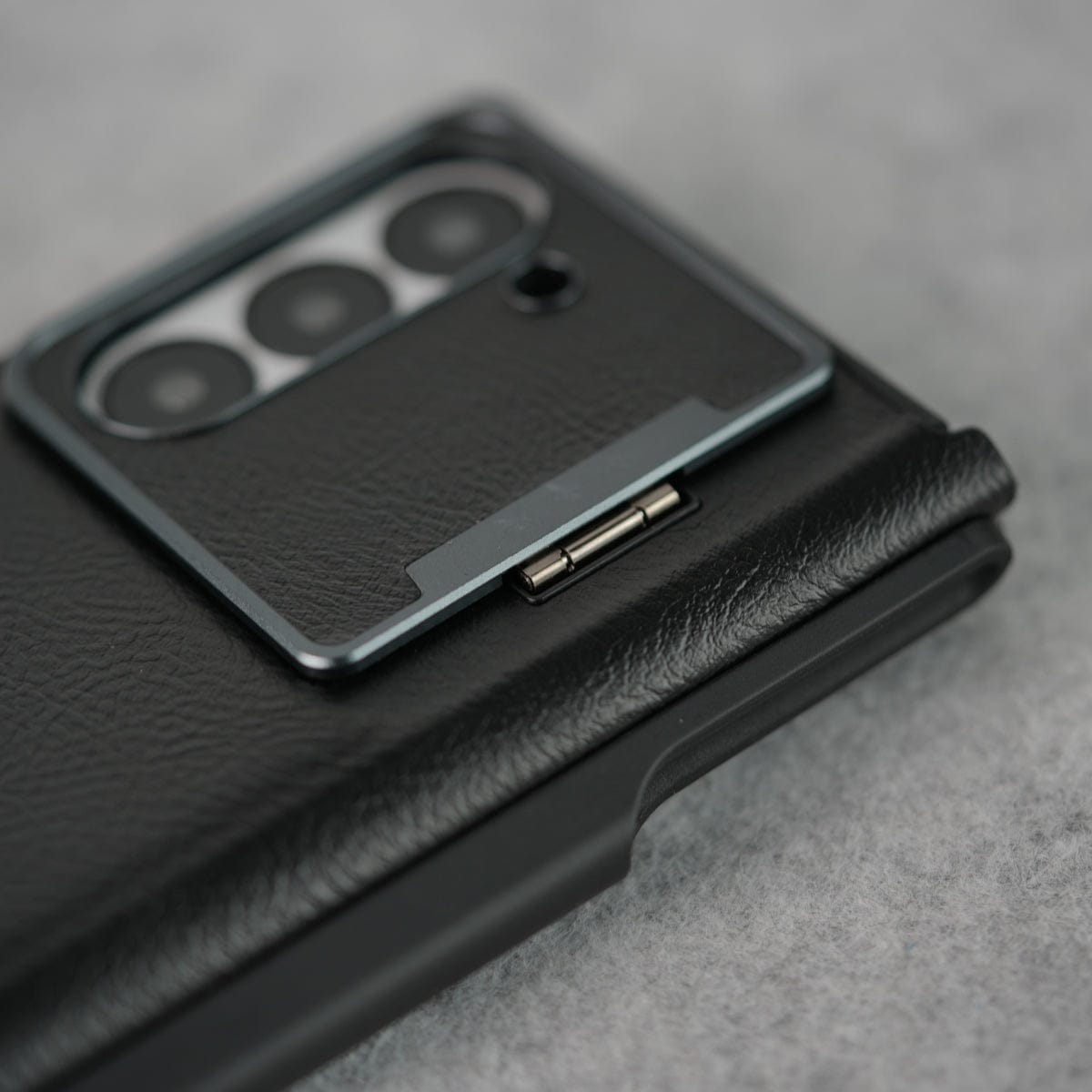 Samsung Galaxy Z Fold 6 Premium Leather Textured Flip Case with Metal Kick Stand Cover