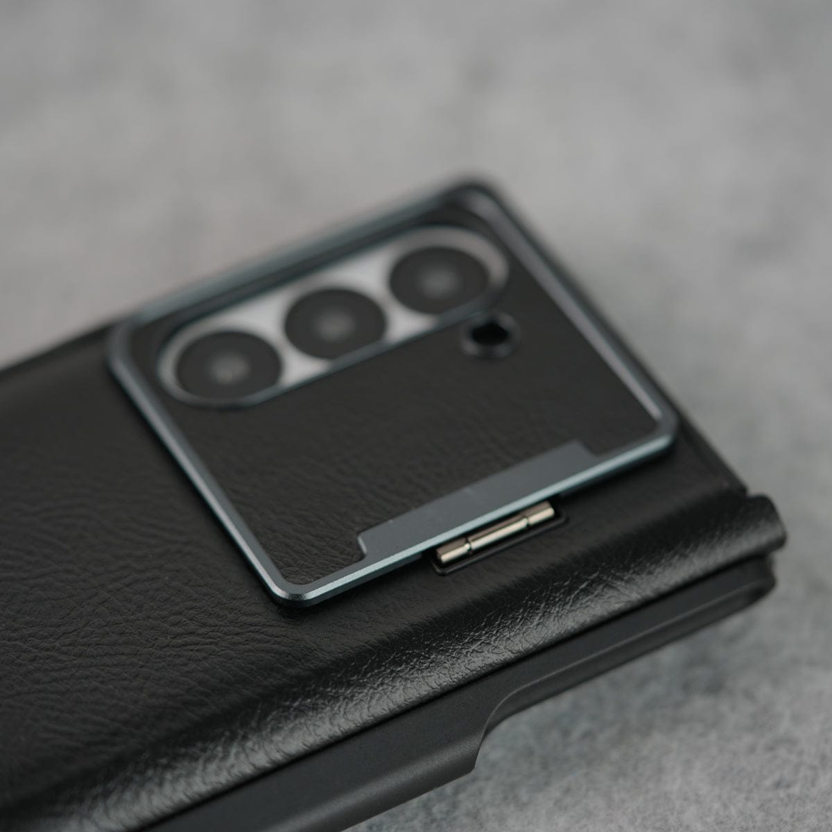 Samsung Galaxy Z Fold 6 Premium Leather Textured Flip Case with Metal Kick Stand Cover