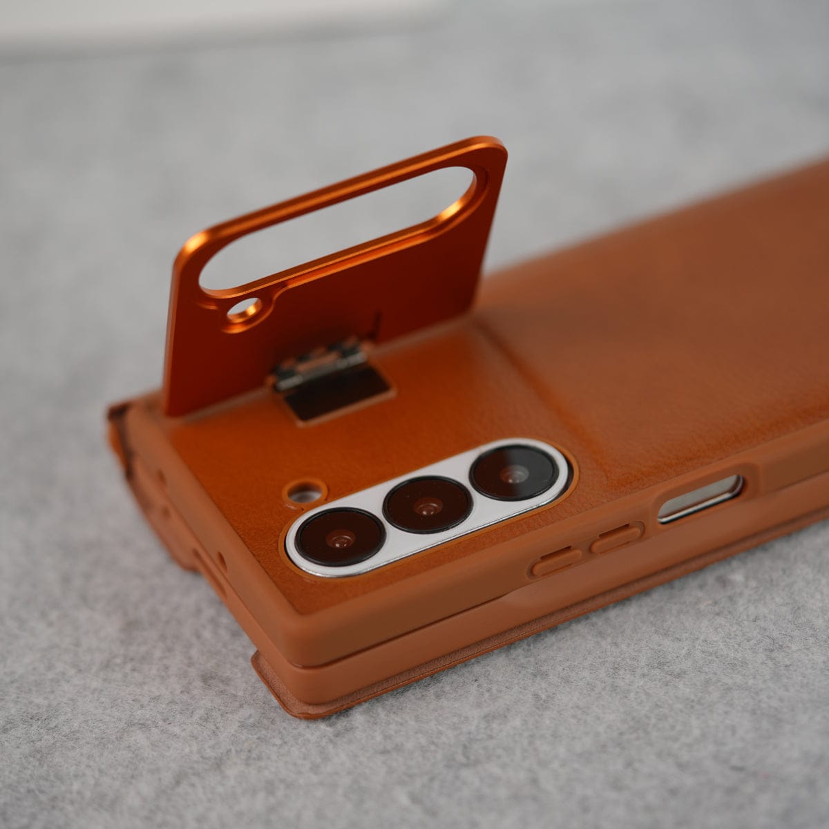 Samsung Galaxy Z Fold 6 Premium Leather Textured Flip Case with Metal Kick Stand Cover