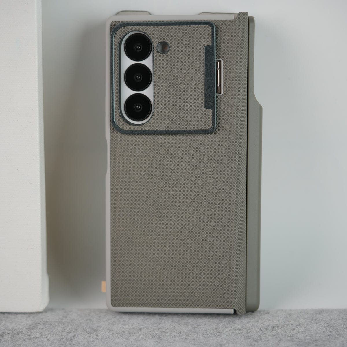 Samsung Galaxy Z Fold 6 Premium Leather Textured Flip Case with Metal Kick Stand Cover