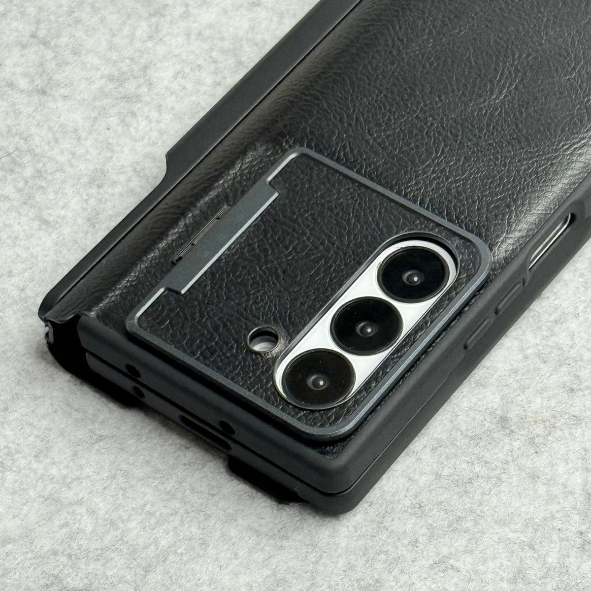 Samsung Galaxy Z Fold 5 Premium Leather Textured Flip Case with Metal Kick Stand Cover