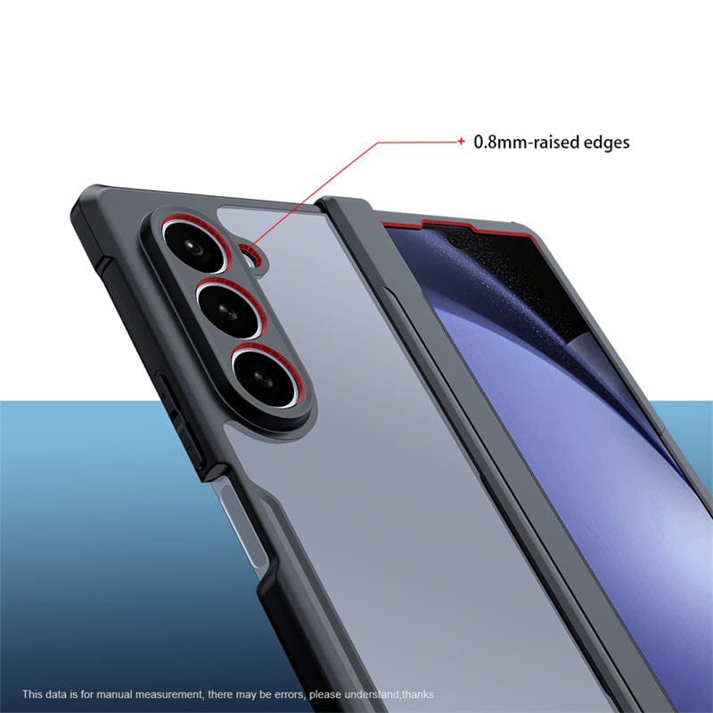 Samsung Galaxy Z Fold 6 Shockproof Airbags Bumper Transparent Back Front Screen Protector Case Cover(Black)