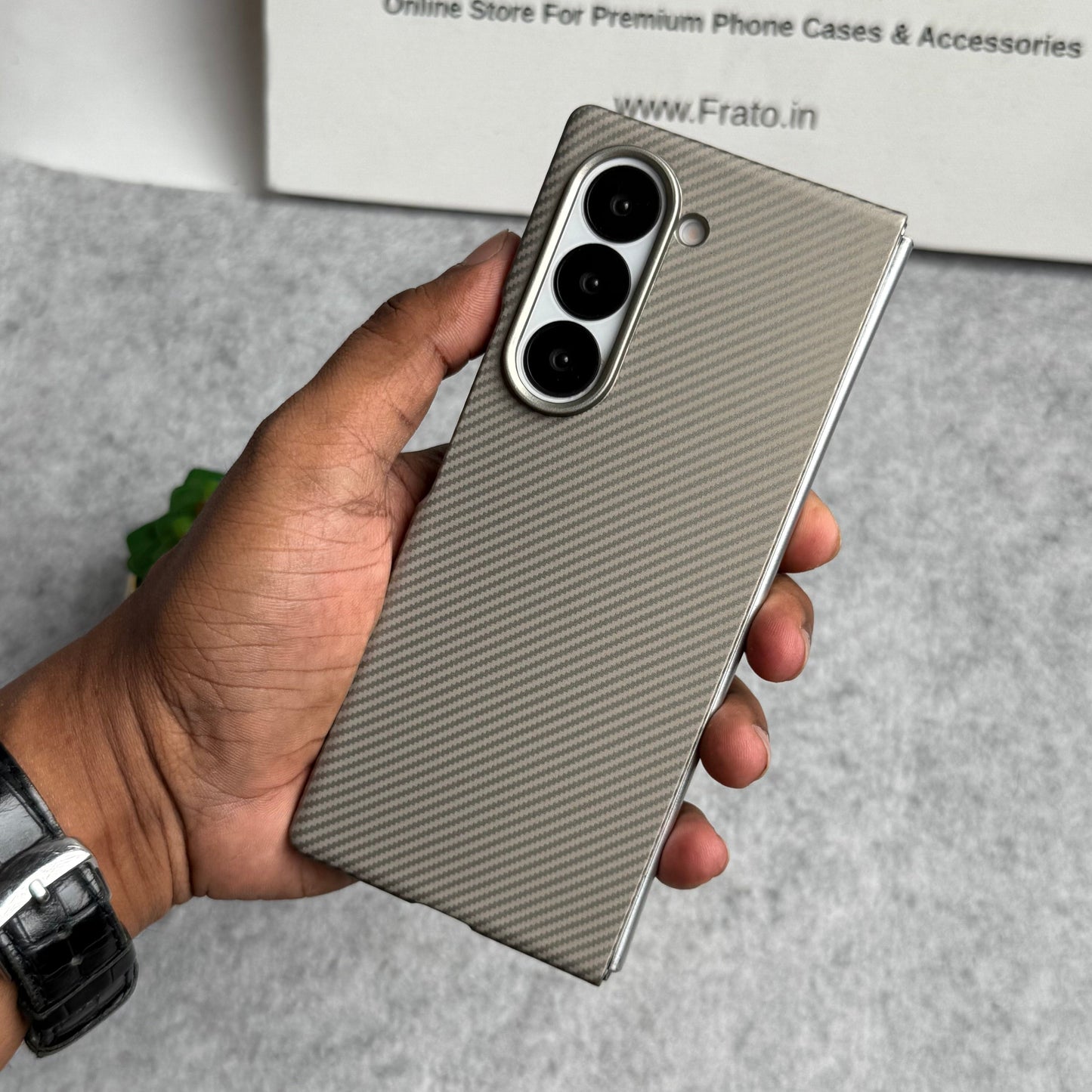 Samsung Galaxy Z Fold 6 Small Carbon Line Pattern Case Cover