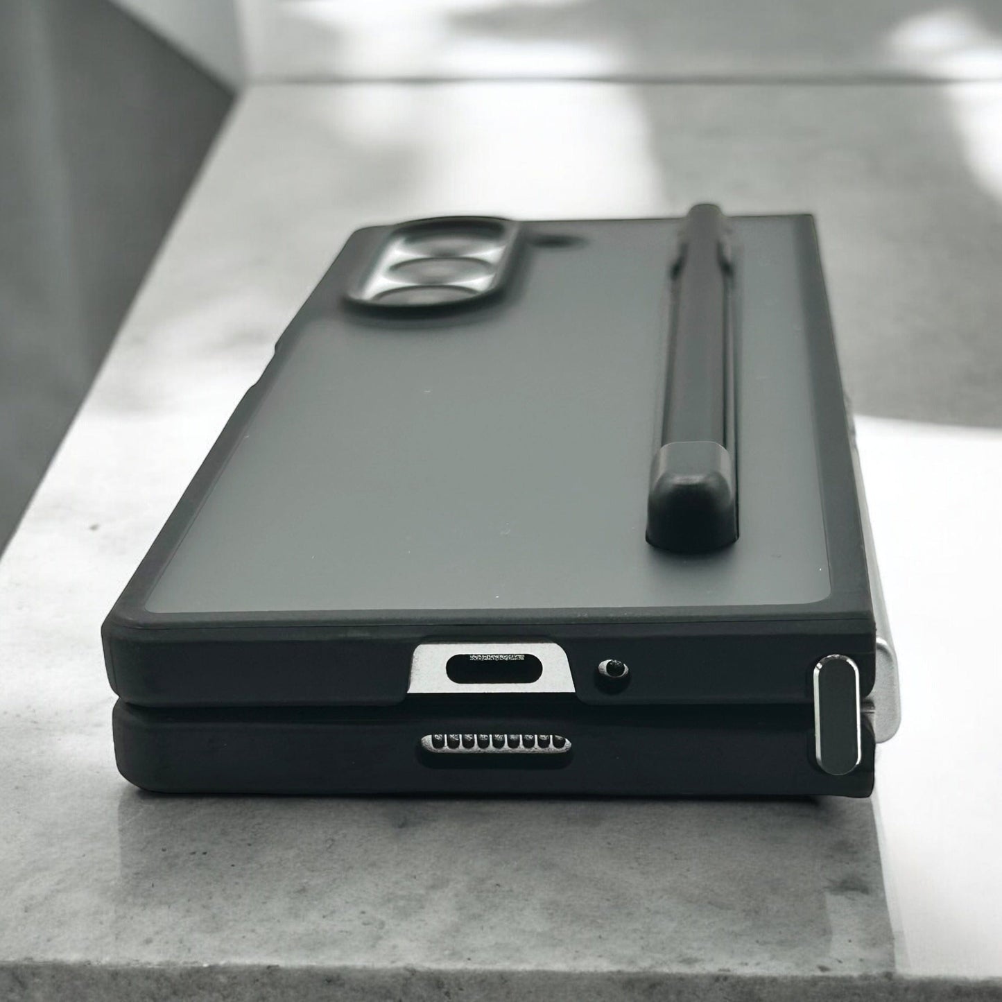 Samsung Galaxy Z Fold 7 Smoke Transparent Case With S-Pen Holder
