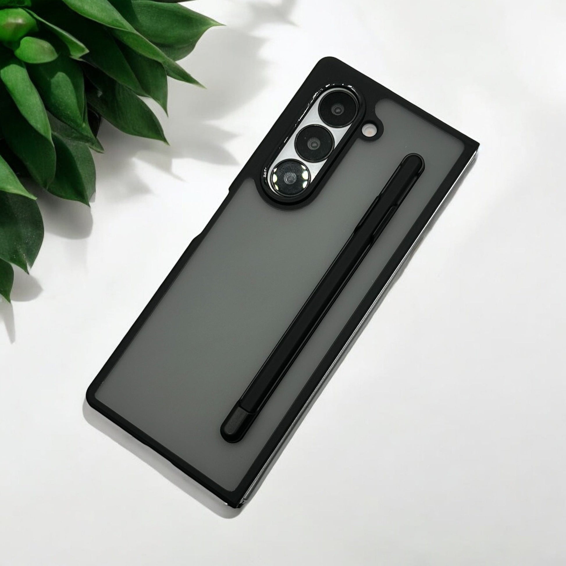 Samsung Galaxy Z Fold 7 Smoke Transparent Case With S-Pen Holder