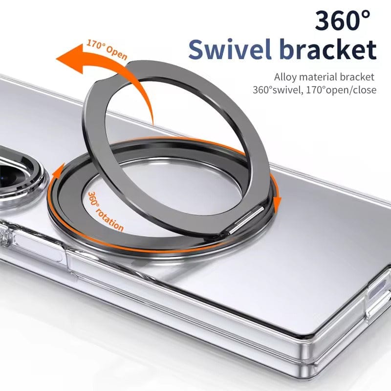 Samsung Galaxy Z Fold 7 Transparent 360°Rotating Magnetic Holder Case Cover