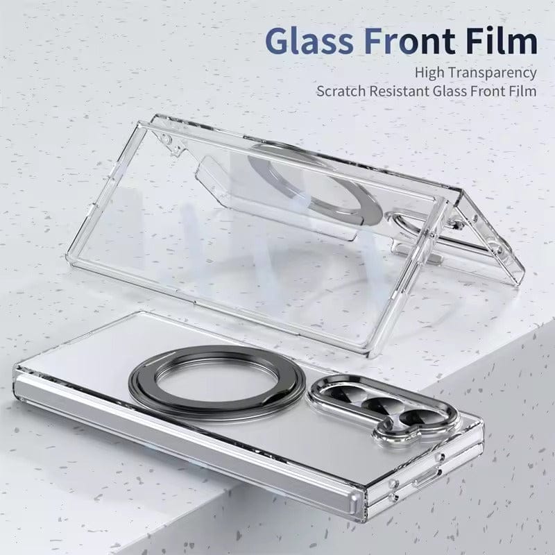 Samsung Galaxy Z Fold 7 Transparent 360°Rotating Magnetic Holder Case Cover