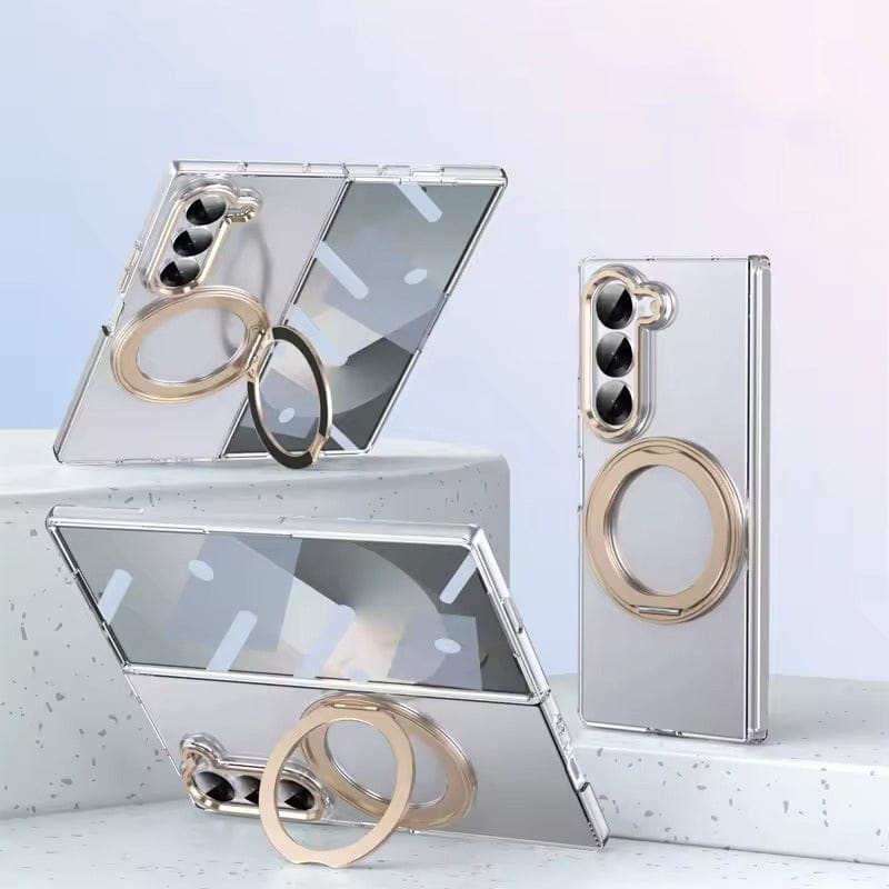 Samsung Galaxy Z Fold 7 Transparent 360°Rotating Magnetic Holder Case Cover