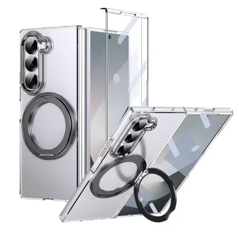 Samsung Galaxy Z Fold 7 Transparent 360°Rotating Magnetic Holder Case Cover